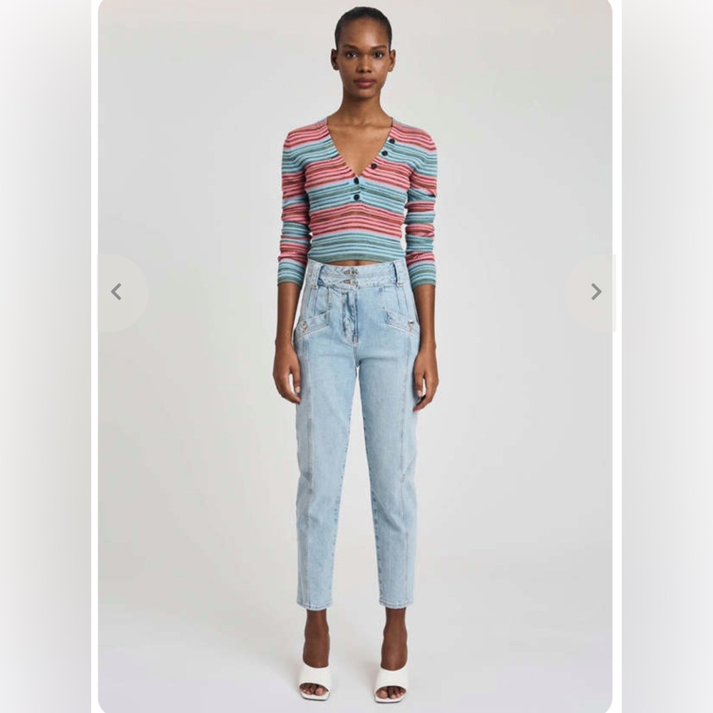 DEREK LAM 10 CROSBY Milana Ribbed Stripe Crop Top | Small